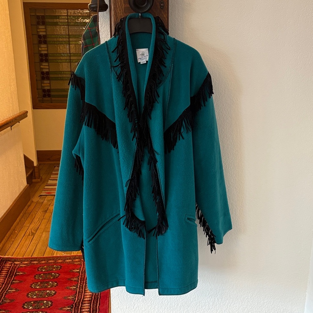 Vintage Maralyce Ferree Fringe Detailed Fleece Jacket